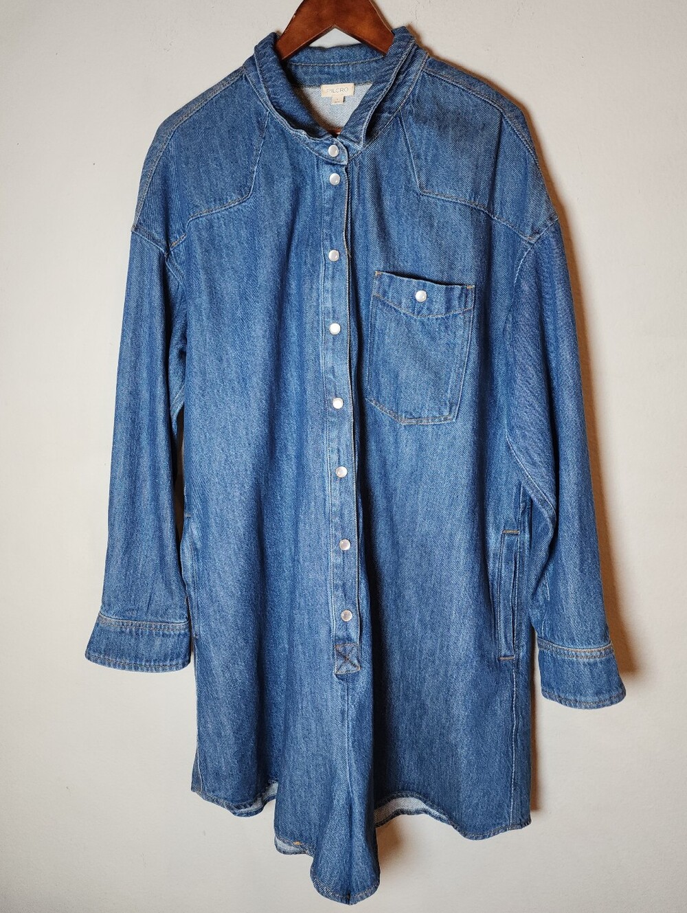 Pilcro Denim Button Down Romper Long Sleeve Size Large Runs Big Anthropologie